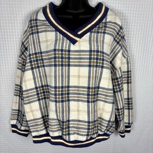K Studio‎ Oversized Plaid Sweater Womens Medium Schoolgirl Academia Ivy League
